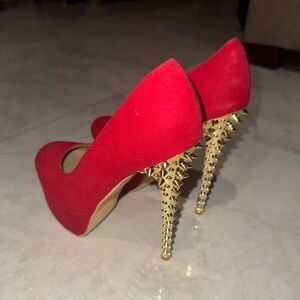 FRH Red Heels with Gold Spikes